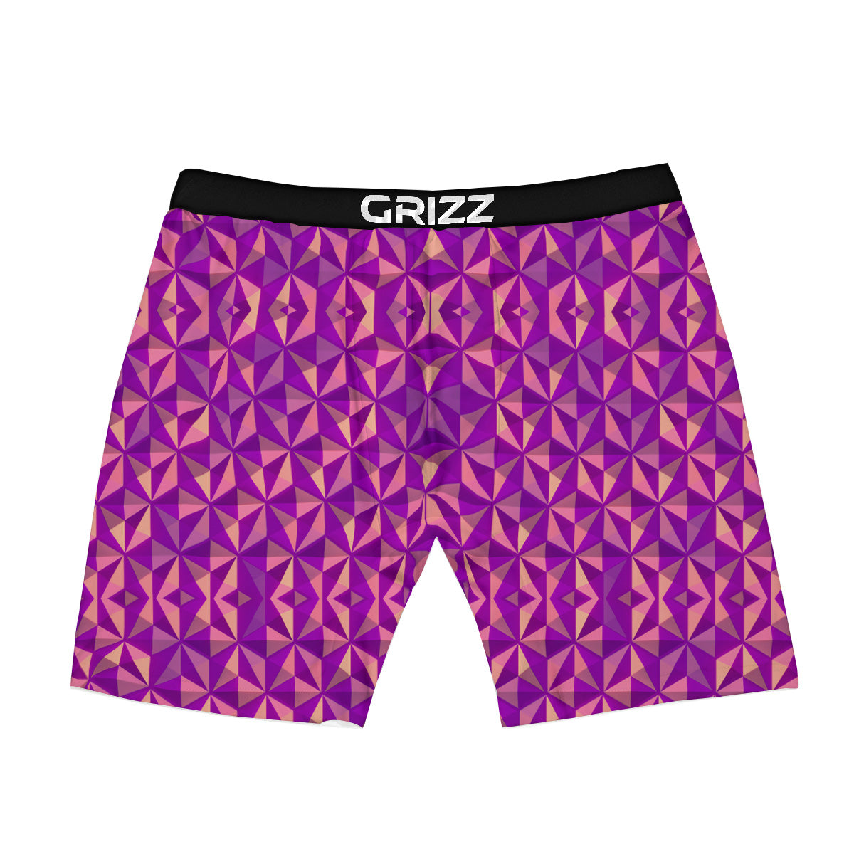 Purple Hexagonal Shape Print Pattern Boxer Briefs-grizzshop