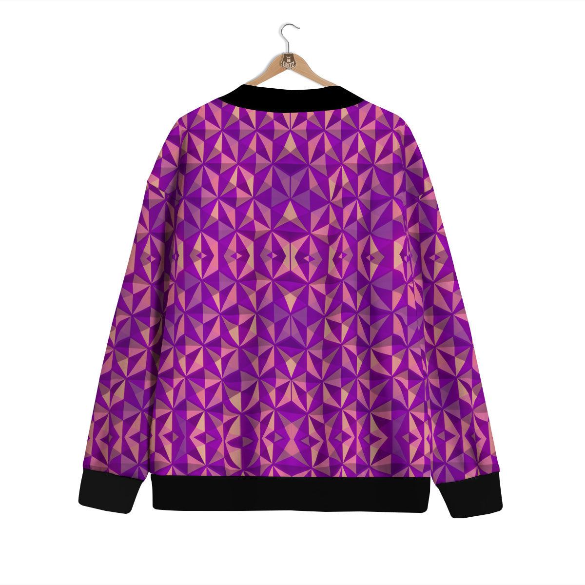 Purple Hexagonal Shape Print Pattern Cardigan-grizzshop