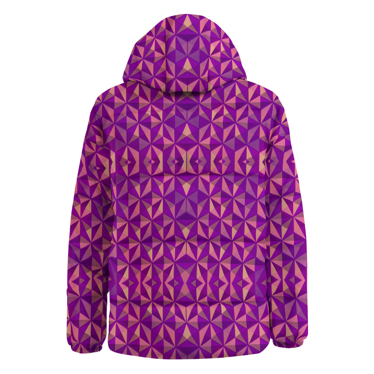 Purple Hexagonal Shape Print Pattern Down Jacket-grizzshop