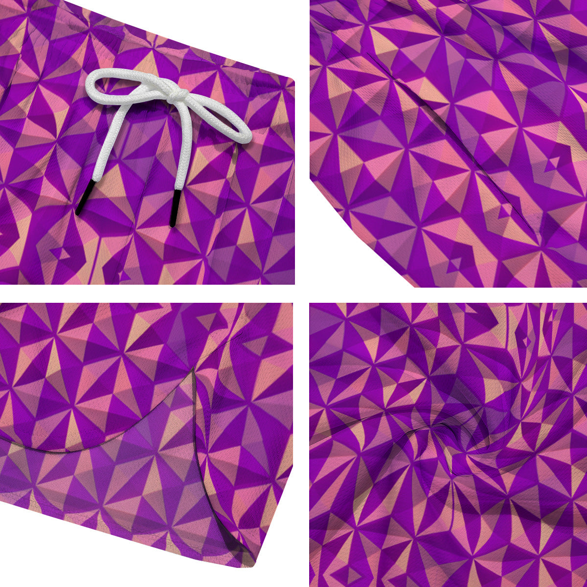 Purple Hexagonal Shape Print Pattern Men's Running Shorts-grizzshop