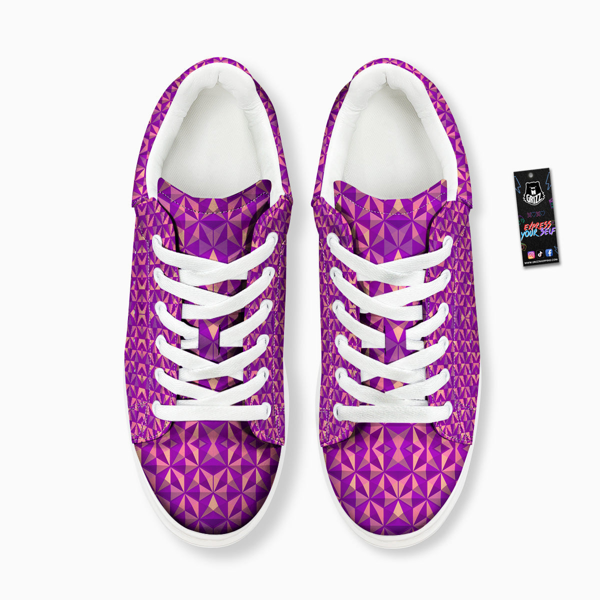 Purple Hexagonal Shape Print Pattern Platform Shoes-grizzshop