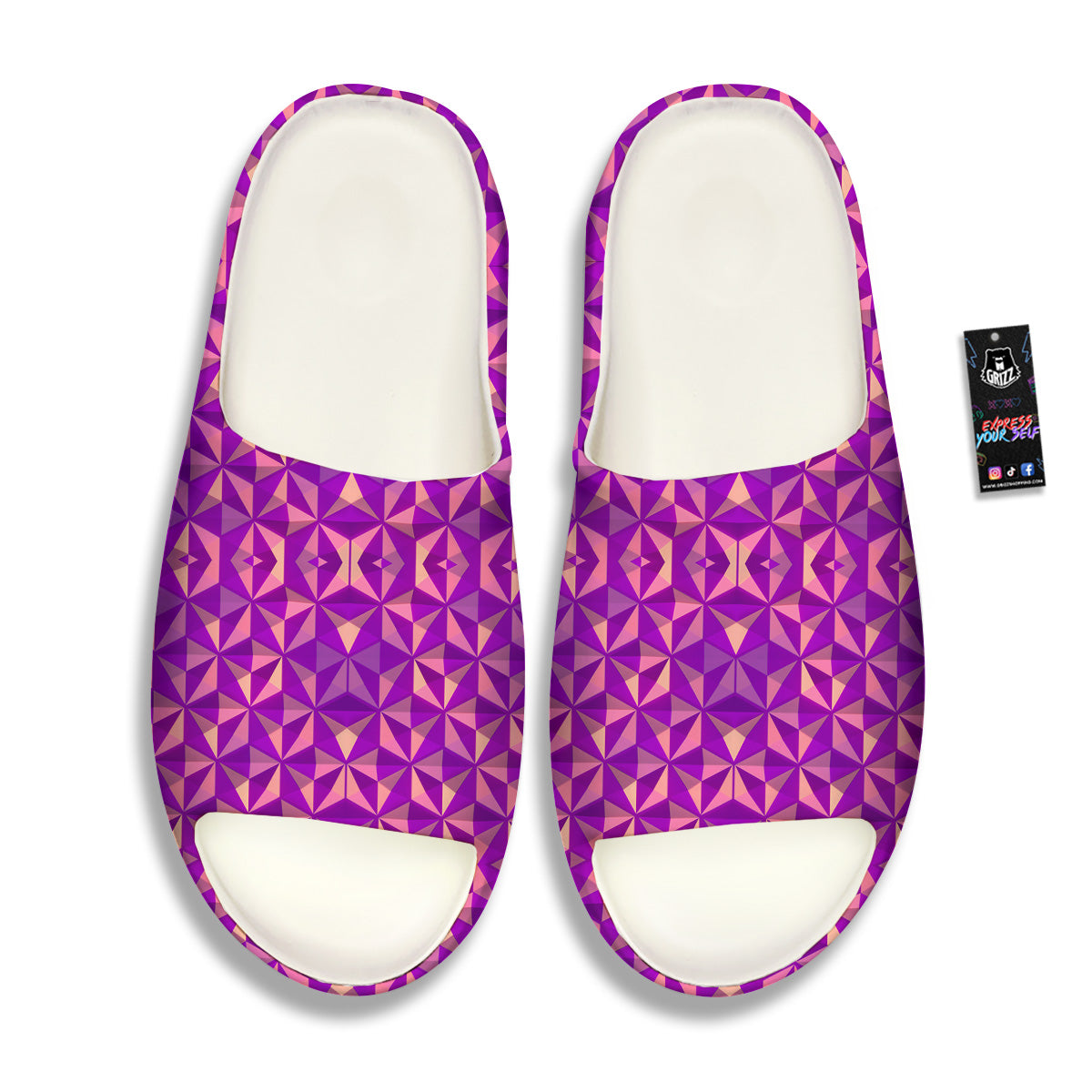 Purple Hexagonal Shape Print Pattern Sandals-grizzshop
