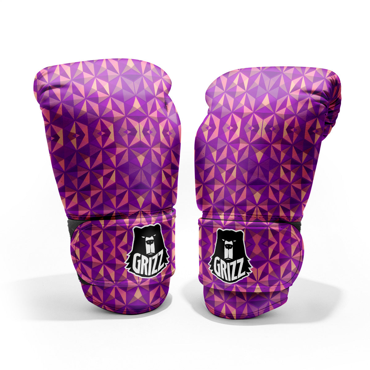 Purple Hexagonal Shape Print Pattern Sparring Gloves-grizzshop