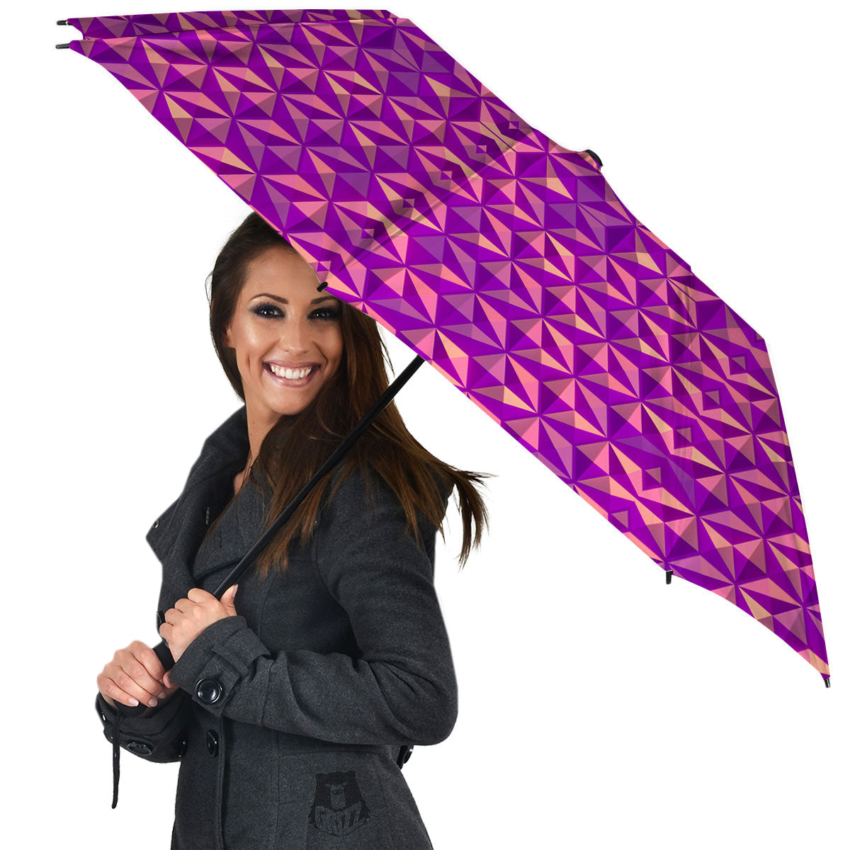 Purple Hexagonal Shape Print Pattern Umbrella-grizzshop