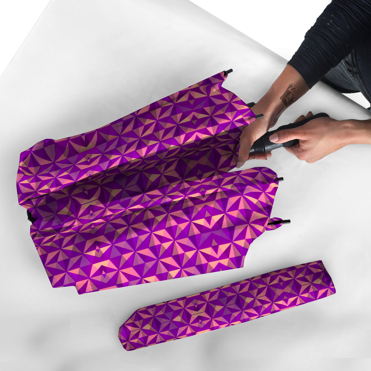 Purple Hexagonal Shape Print Pattern Umbrella-grizzshop