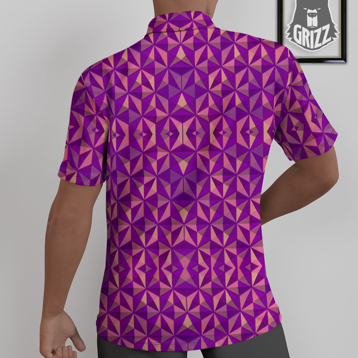 Purple Hexagonal Shape Print Pattern Untucked Shirts-grizzshop