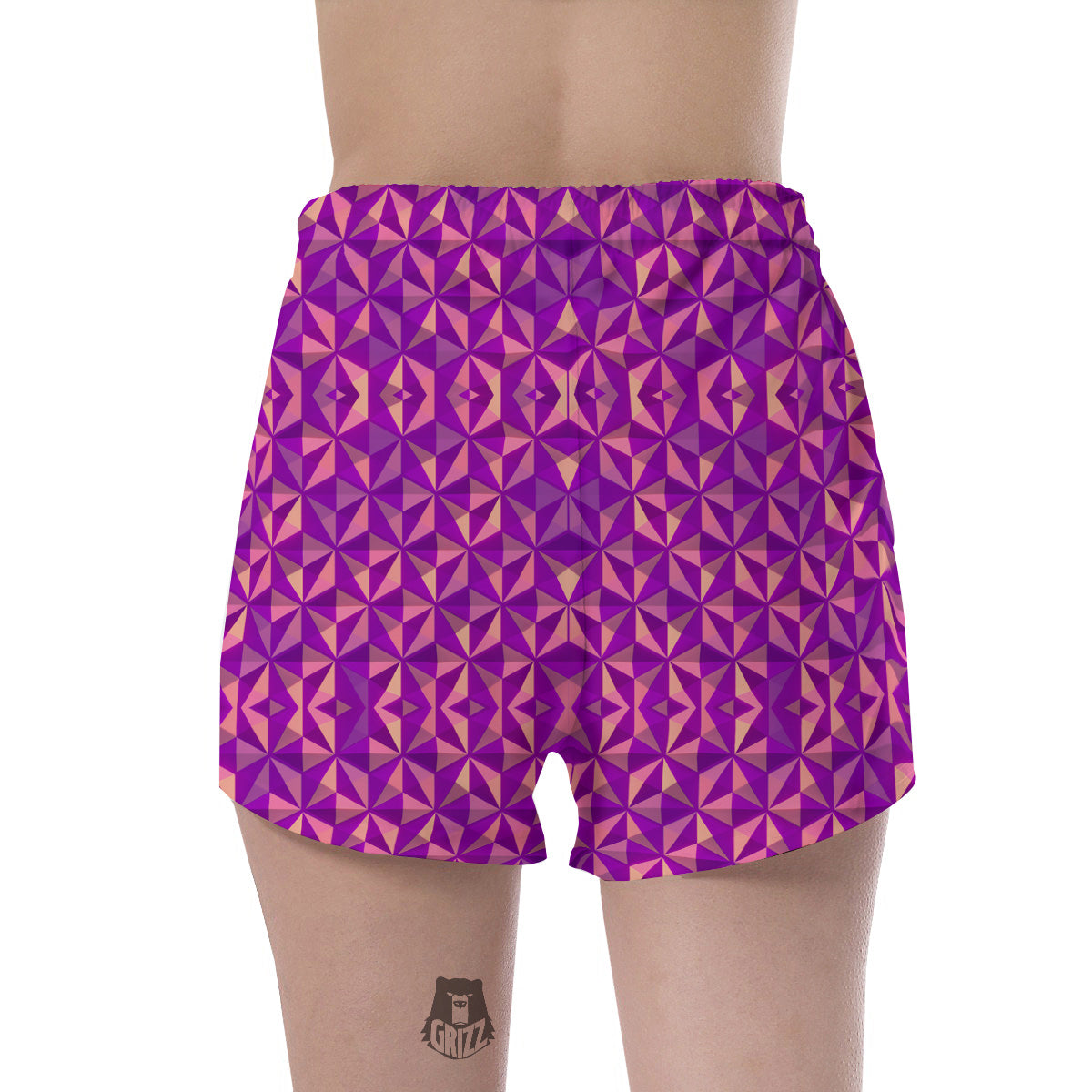 Purple Hexagonal Shape Print Pattern Women's Shorts-grizzshop