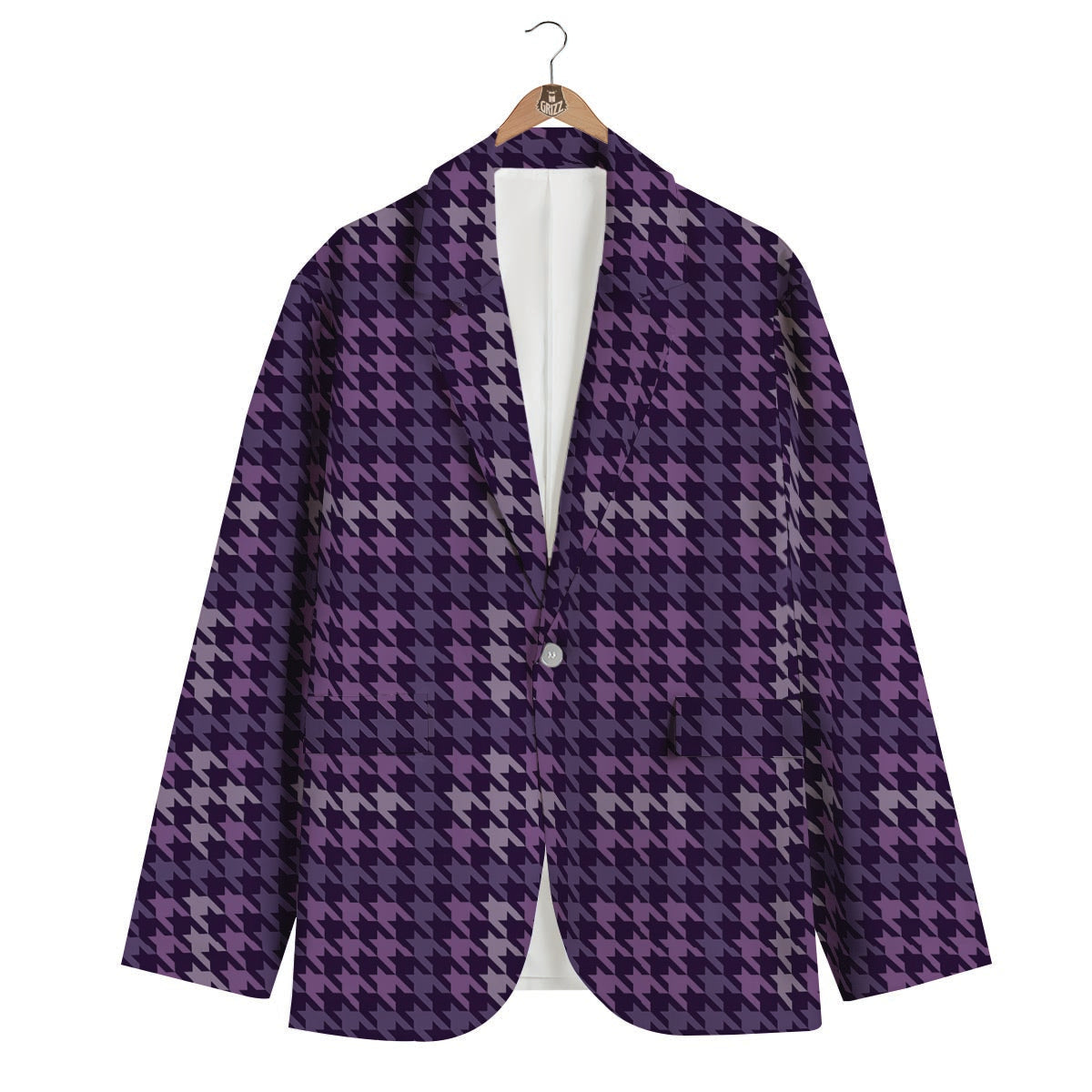 Purple Houndstooth Men's Blazer-grizzshop