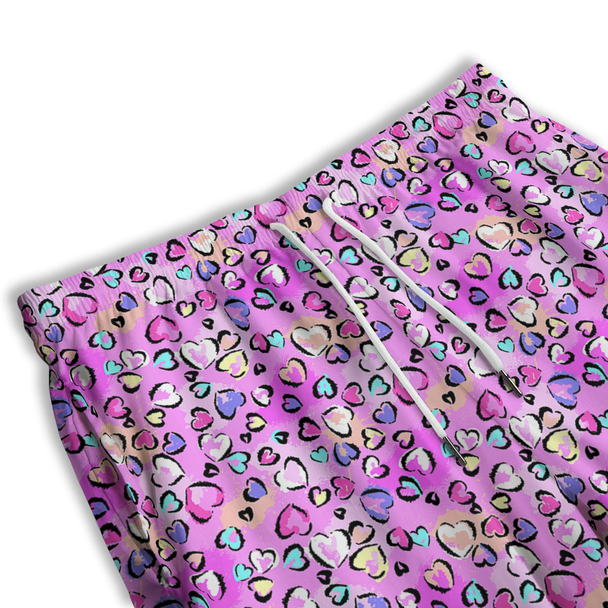 Purple Leopard Heart Colorful Print Pattern Men's Athletic Shorts