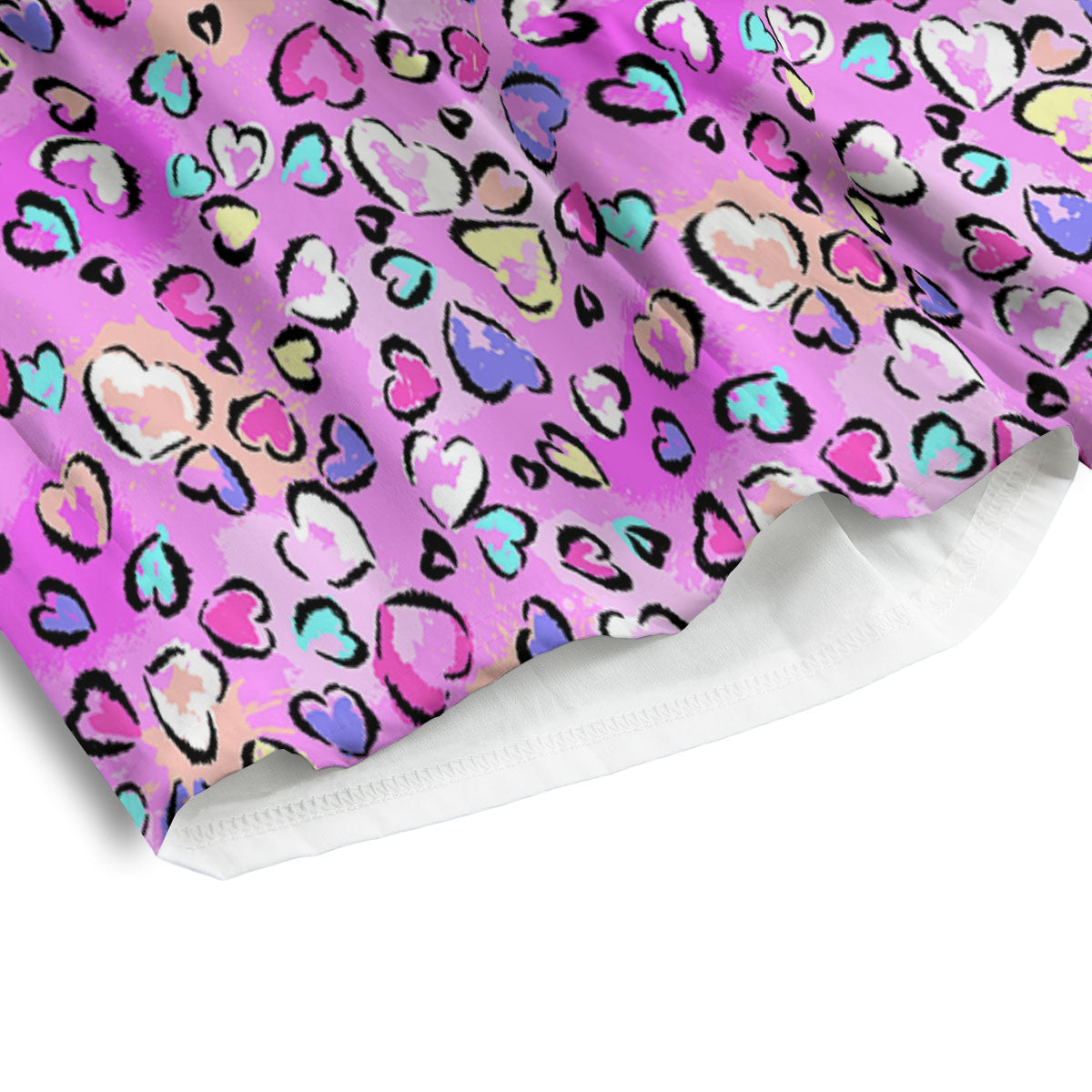 Purple Leopard Heart Colorful Print Pattern Men's Athletic Shorts