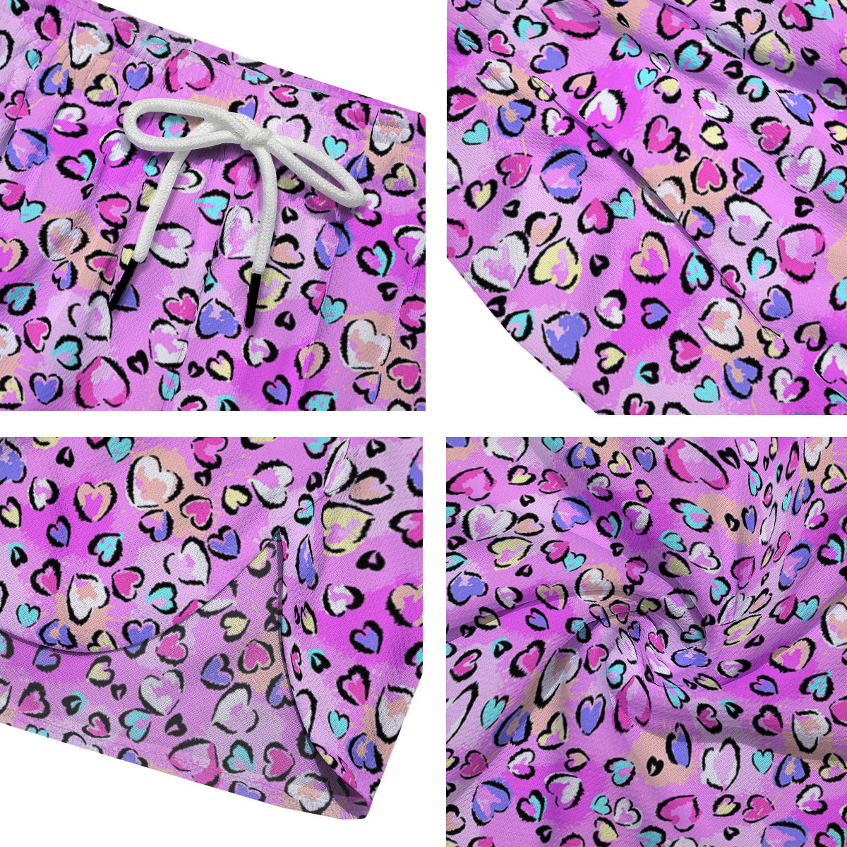Purple Leopard Heart Colorful Print Pattern Men's Running Shorts-grizzshop