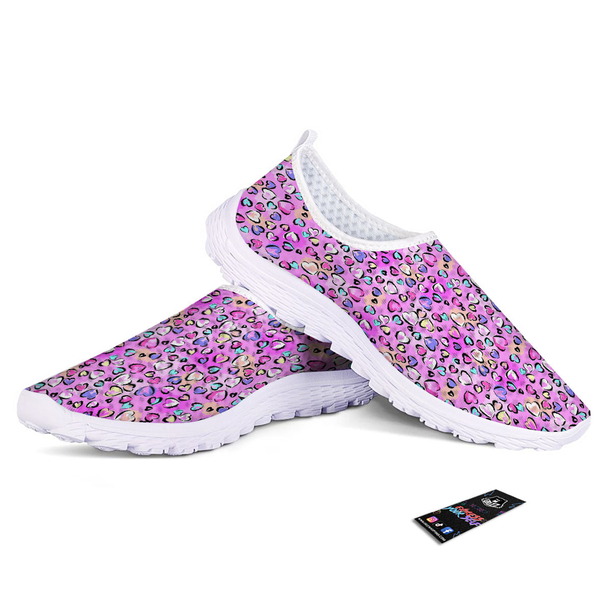 Purple Leopard Heart Colorful Print Pattern Nurse Shoes-grizzshop