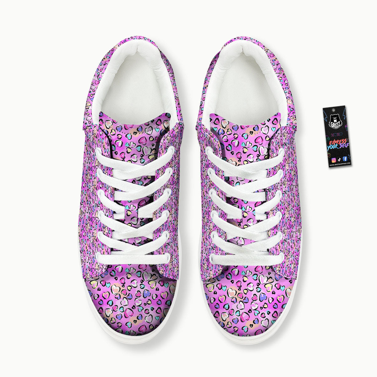 Purple Leopard Heart Colorful Print Pattern Platform Shoes-grizzshop