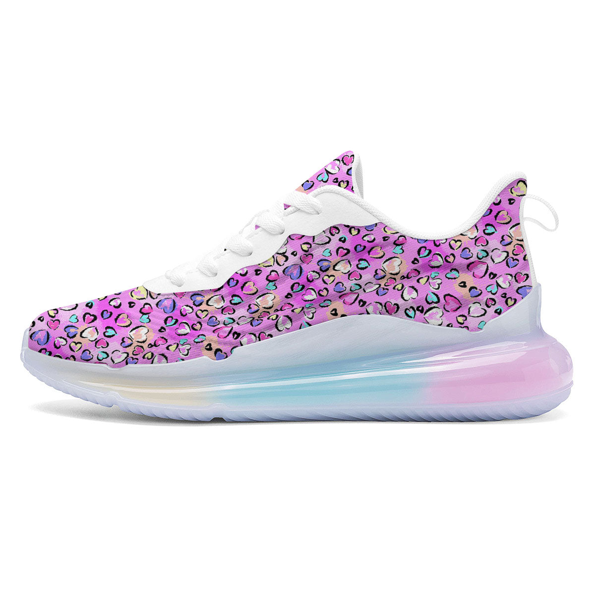 Purple Leopard Heart Colorful Print Pattern Running Sneakers-grizzshop