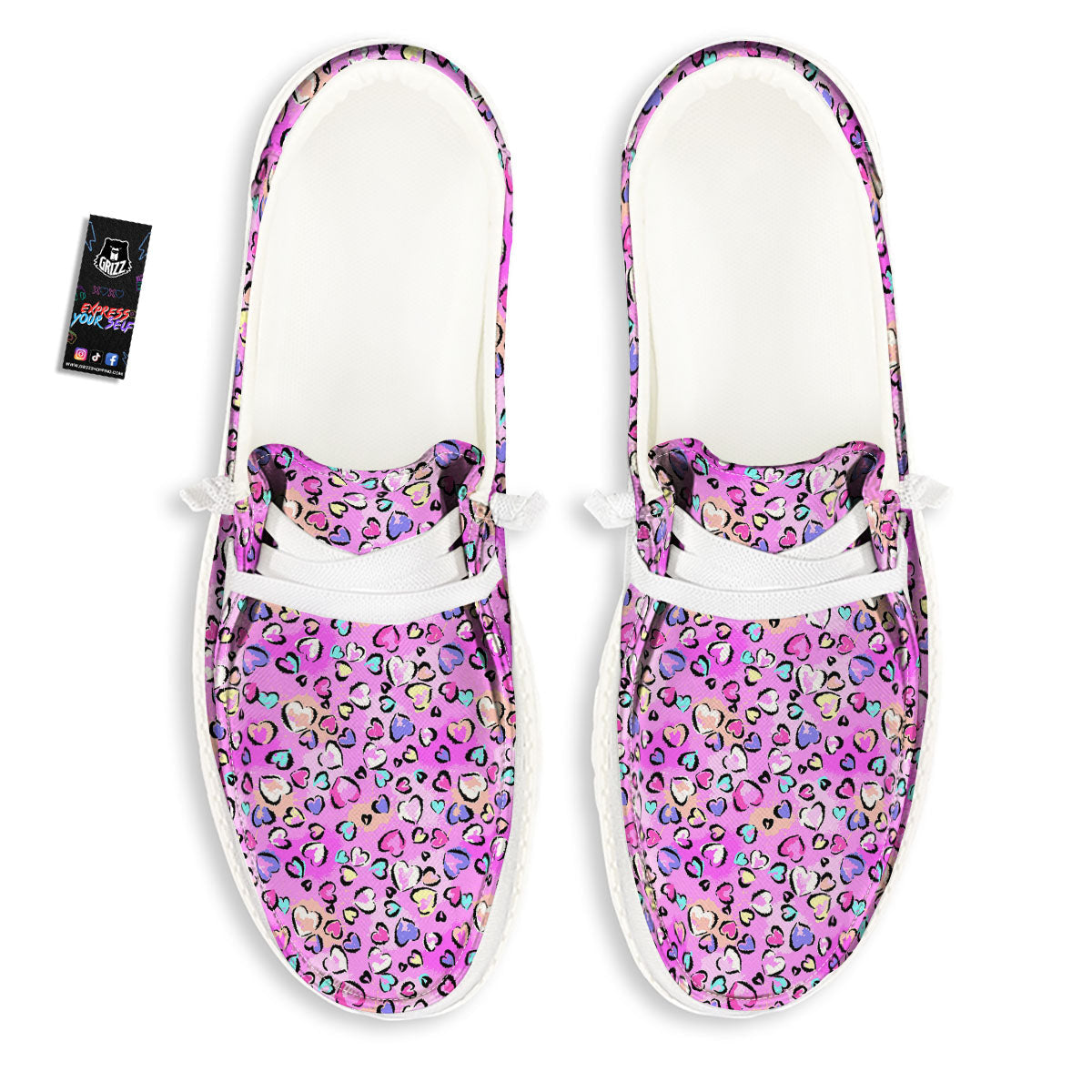 Purple Leopard Heart Colorful Print Pattern White Loafers-grizzshop