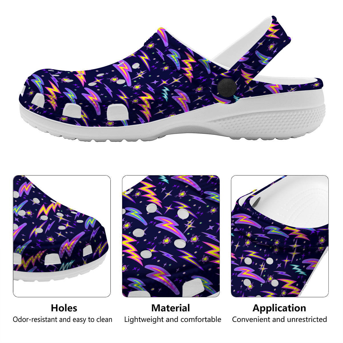 Purple Lightning Flashes Print Pattern Clog-grizzshop