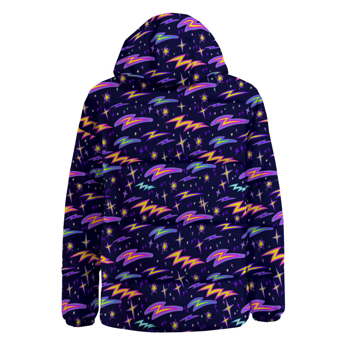 Purple Lightning Flashes Print Pattern Down Jacket-grizzshop