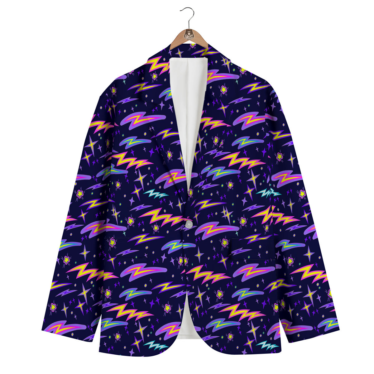Purple Lightning Flashes Print Pattern Men's Blazer-grizzshop
