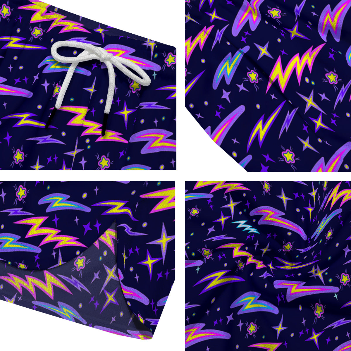 Purple Lightning Flashes Print Pattern Men's Running Shorts-grizzshop
