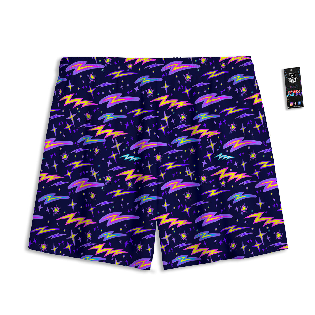 Purple Lightning Flashes Print Pattern Mesh Shorts-grizzshop