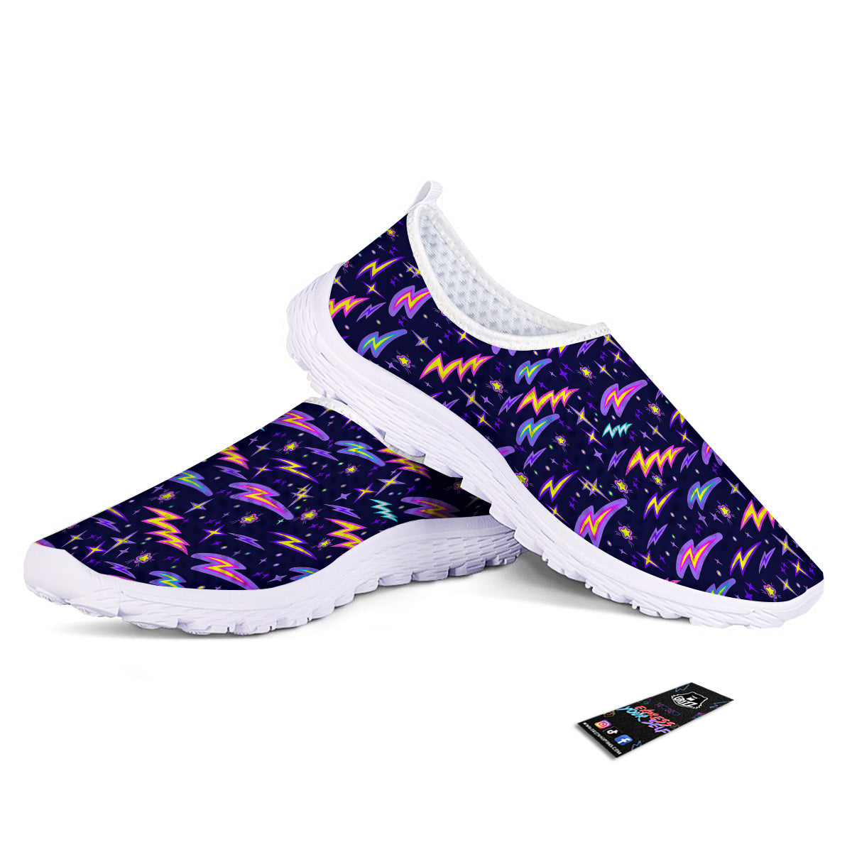 Purple Lightning Flashes Print Pattern Nurse Shoes-grizzshop