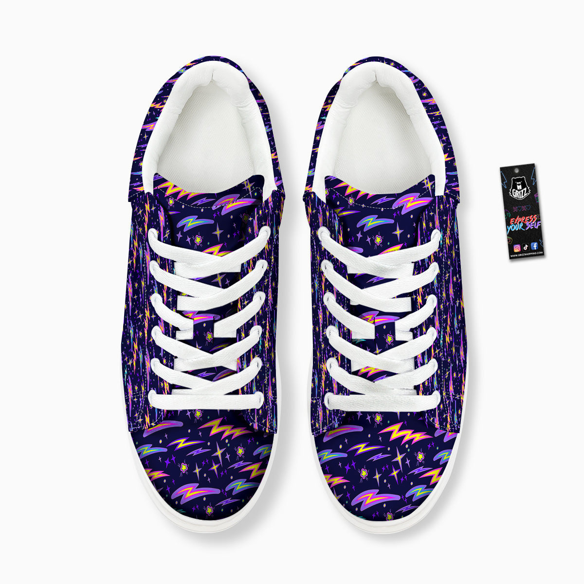 Purple Lightning Flashes Print Pattern Platform Shoes-grizzshop