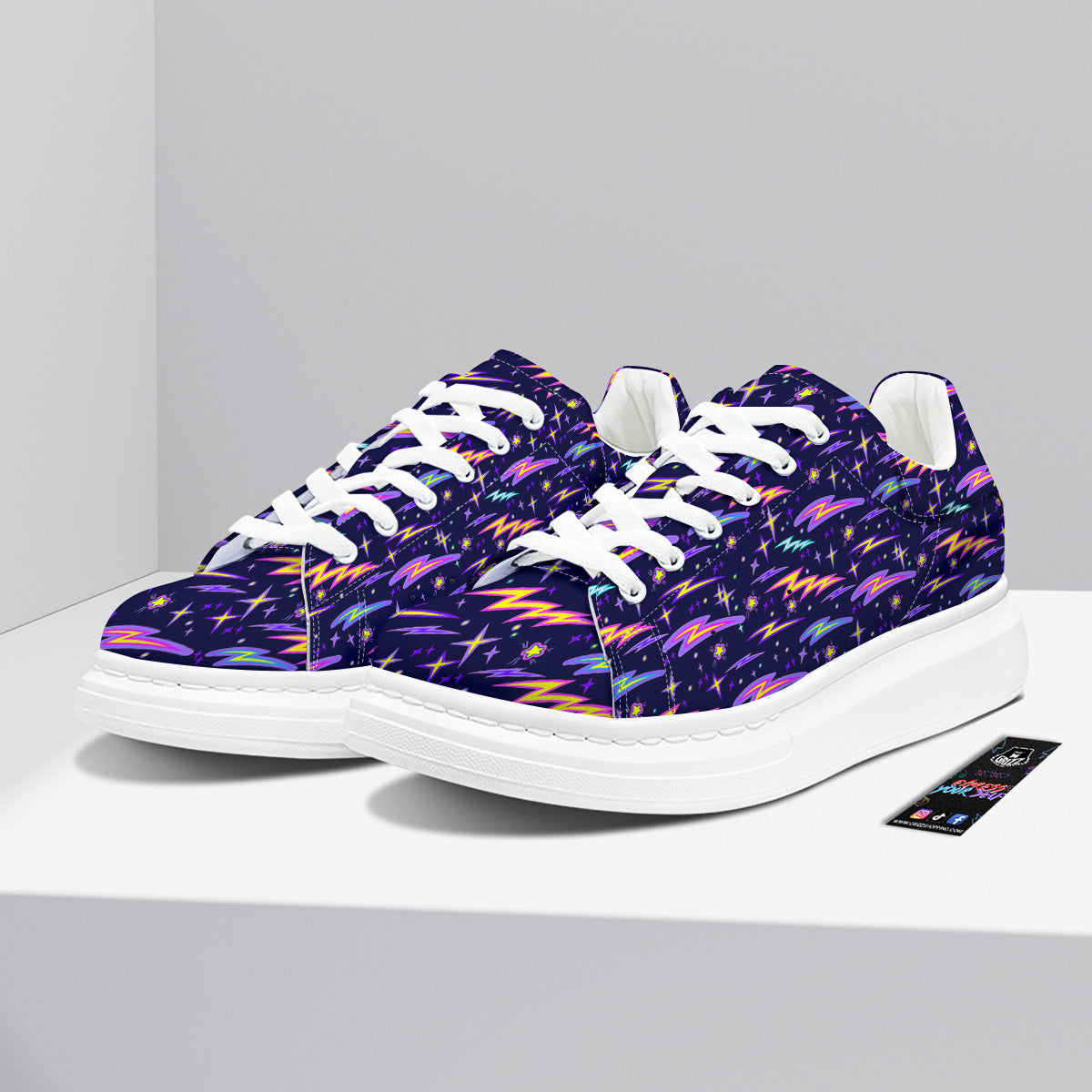 Purple Lightning Flashes Print Pattern Platform Shoes-grizzshop