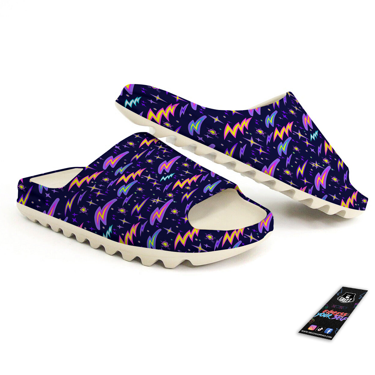 Purple Lightning Flashes Print Pattern Sandals-grizzshop