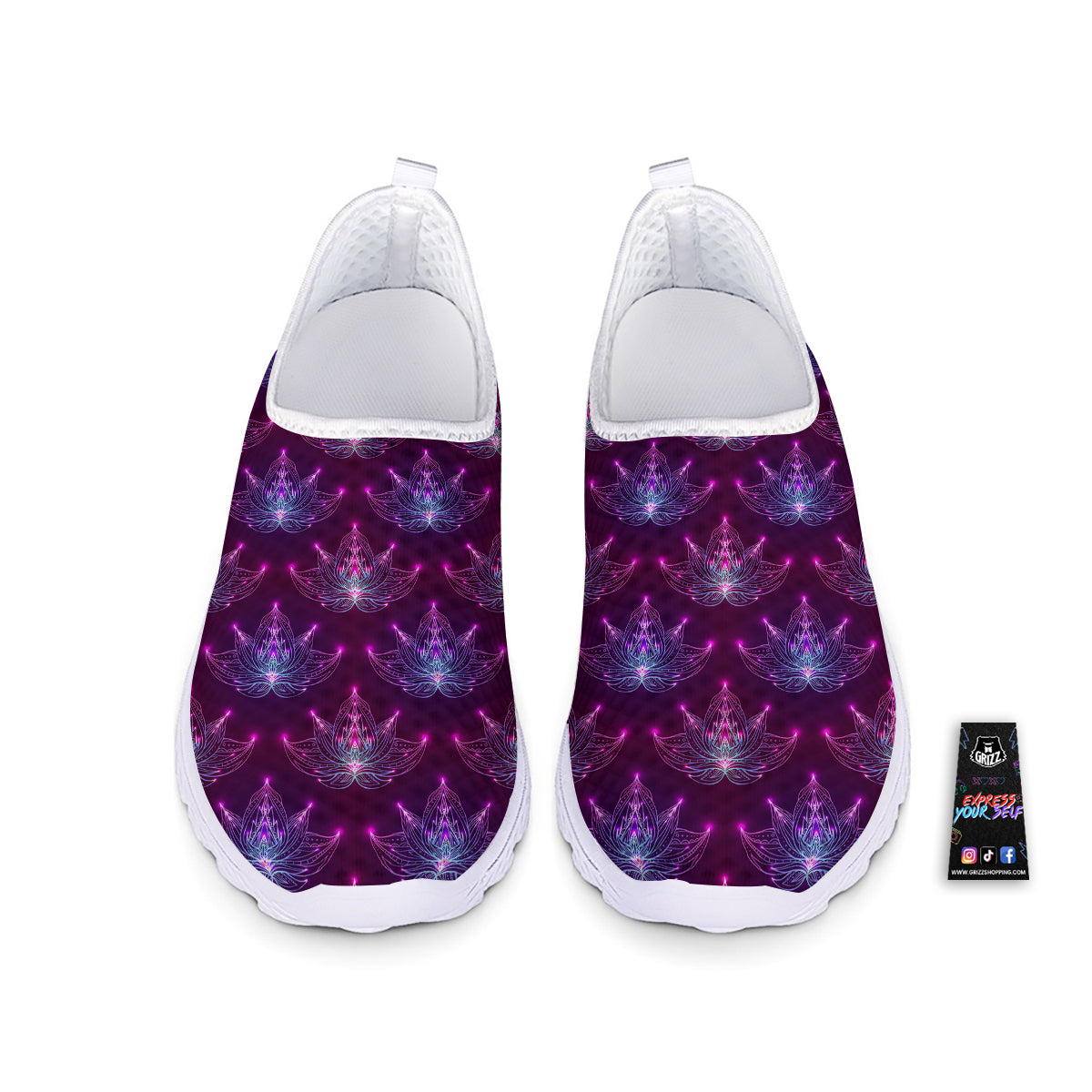 Purple Lotus Boho Print Pattern Nurse Shoes-grizzshop