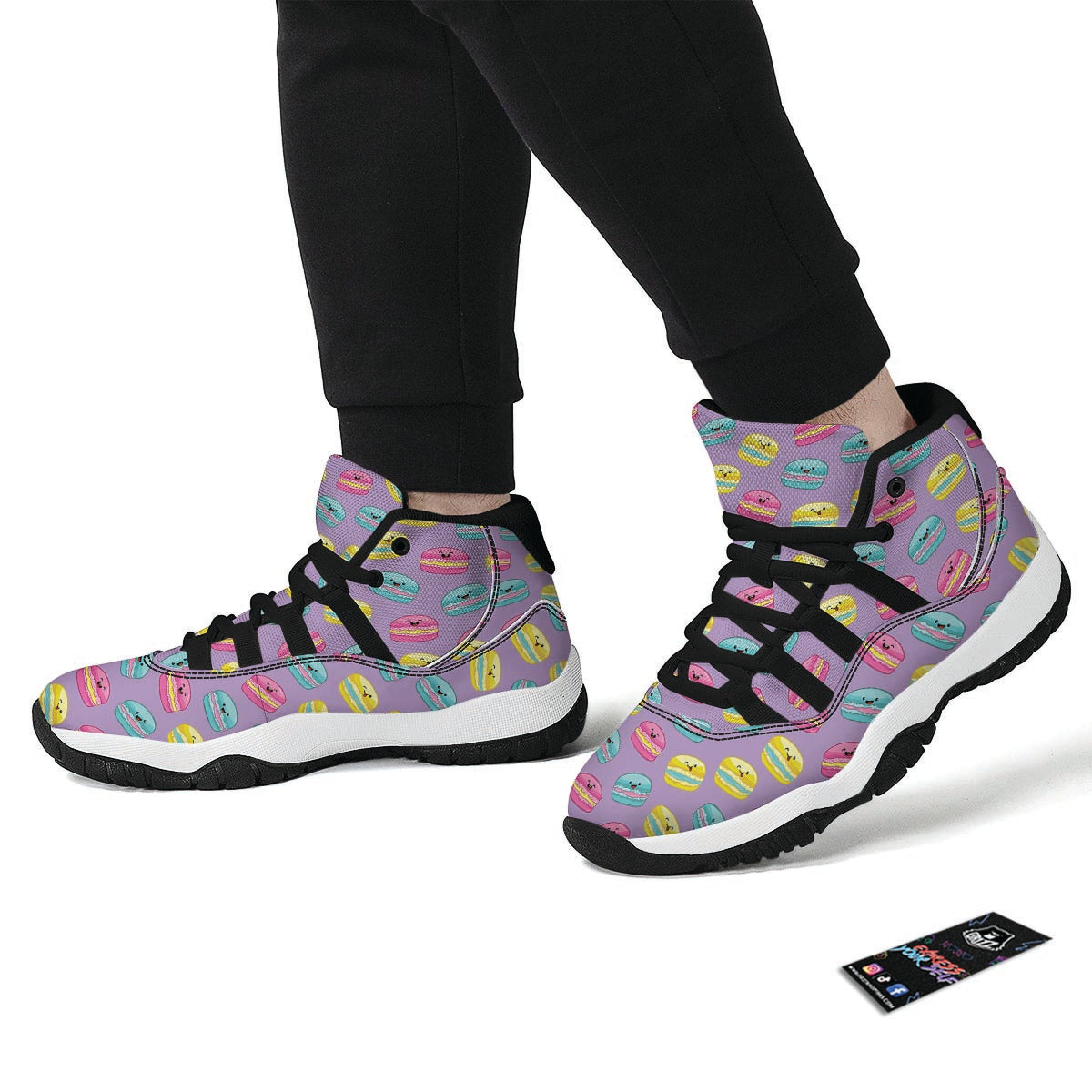 Purple Macaron Black Bball Shoes-grizzshop