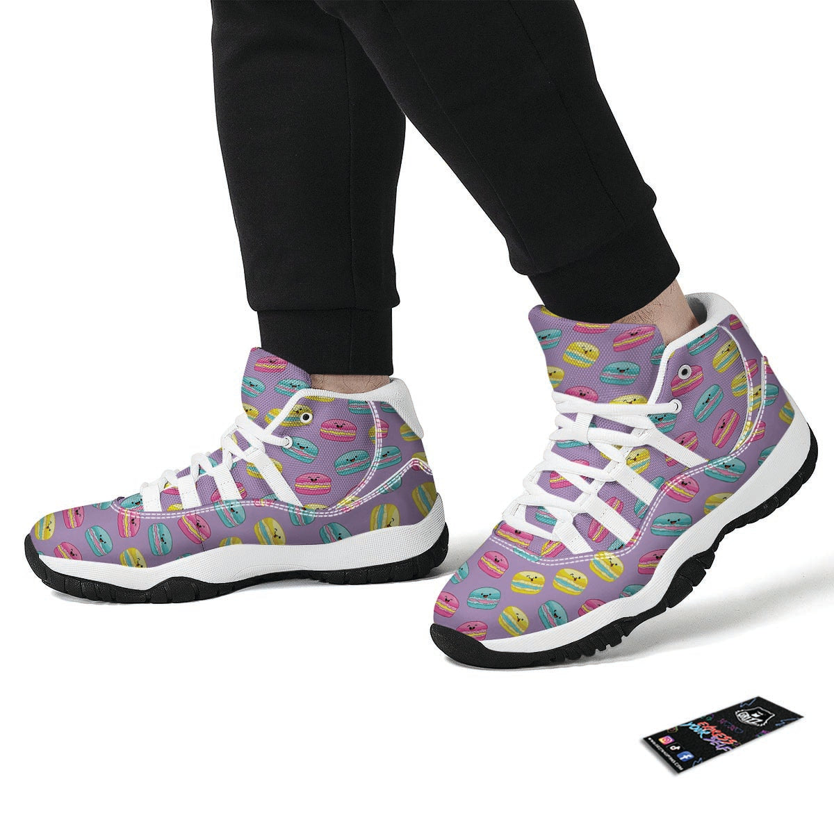 Purple Macaron White Bball Shoes-grizzshop