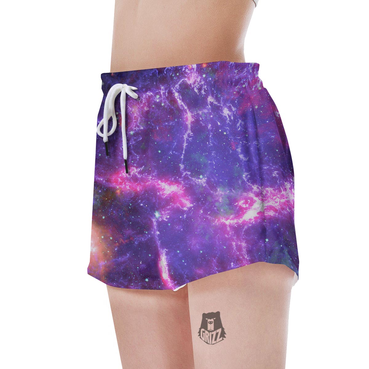 Purple Nebula Galaxy Space Women's Shorts-grizzshop