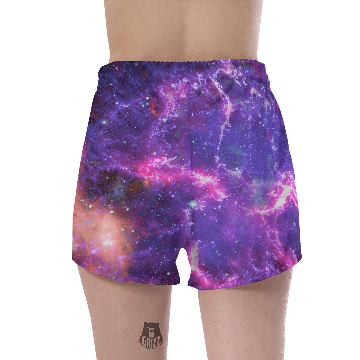 Purple Nebula Galaxy Space Women's Shorts-grizzshop