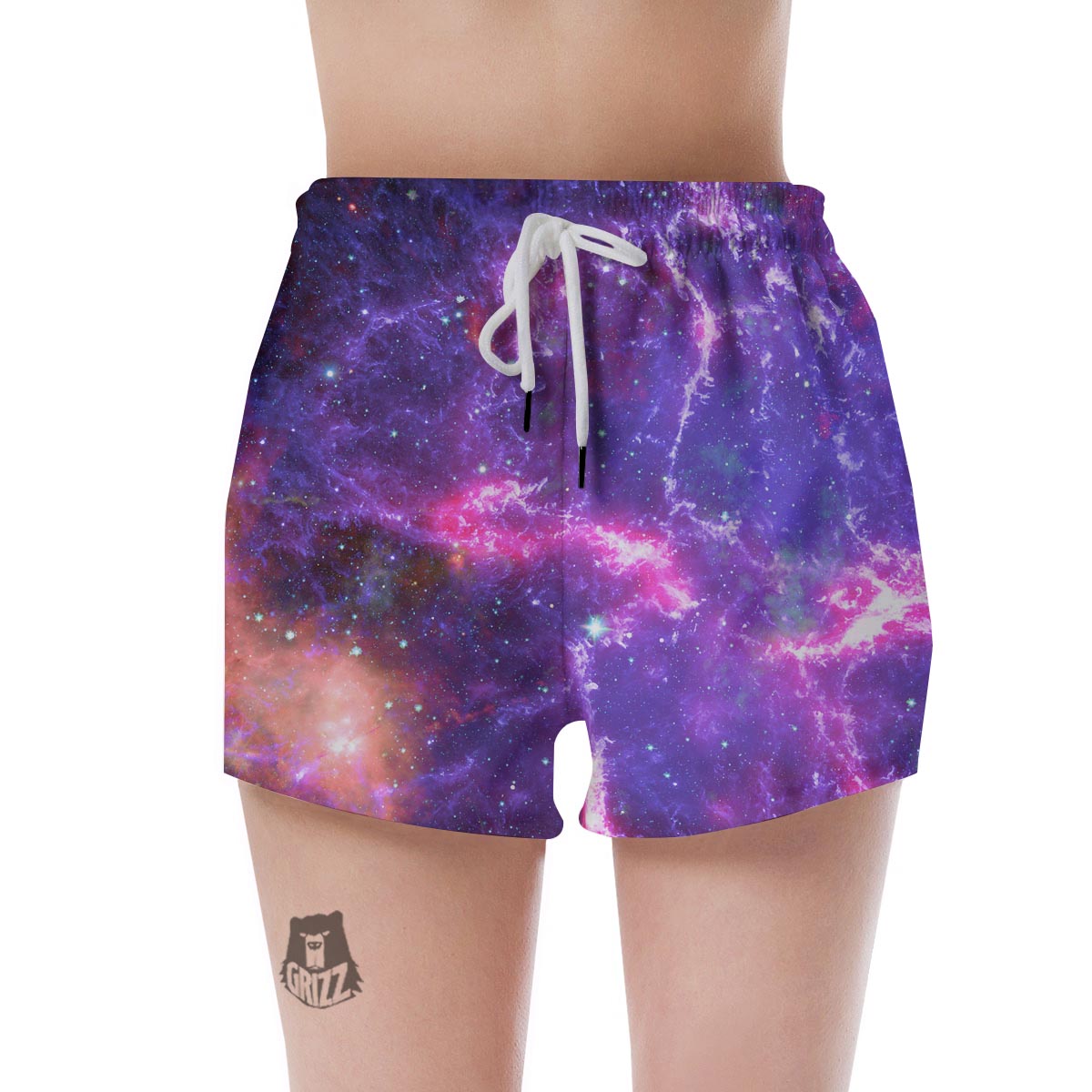 Purple Nebula Galaxy Space Women's Shorts-grizzshop
