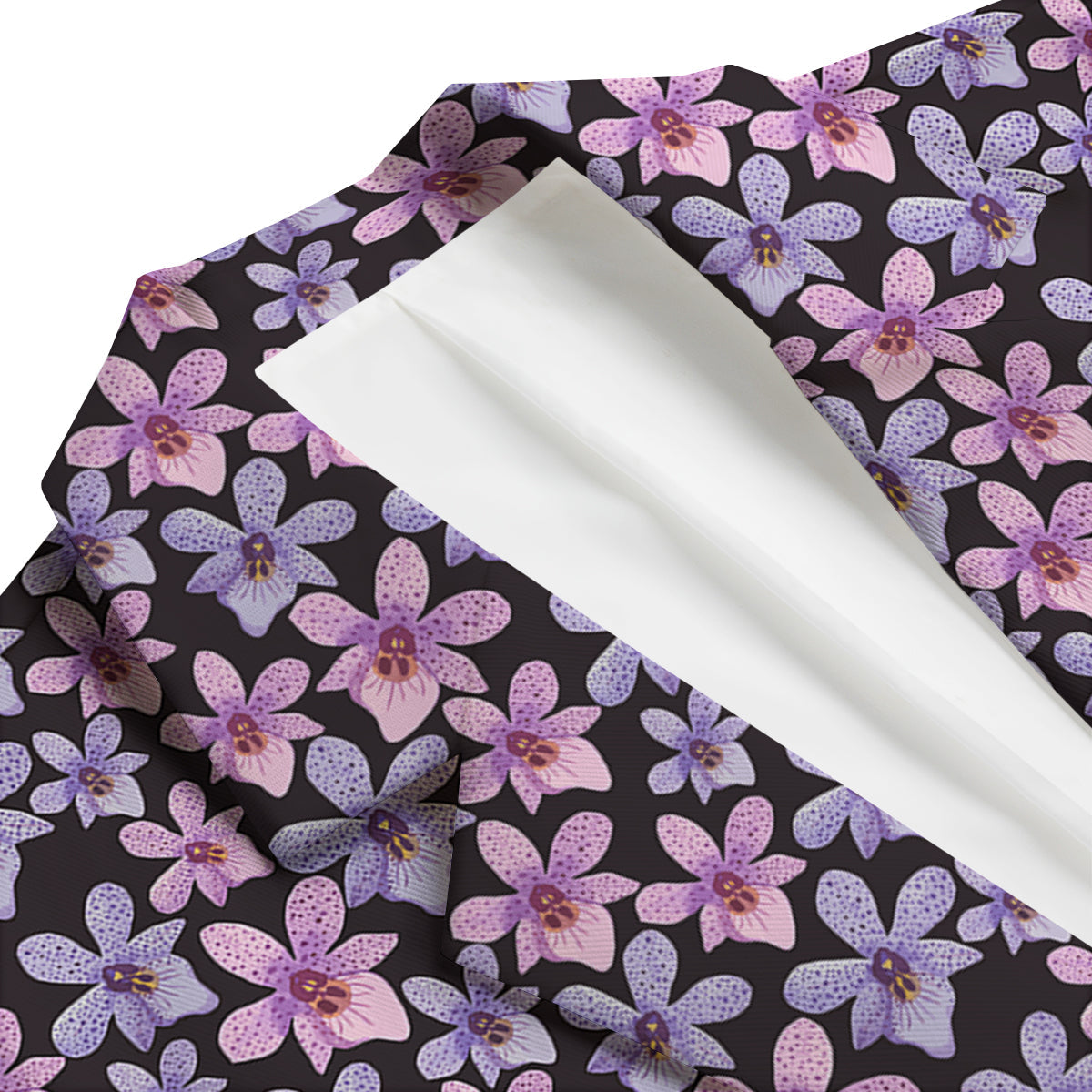 Purple Orchid Print Pattern Men's Blazer-grizzshop