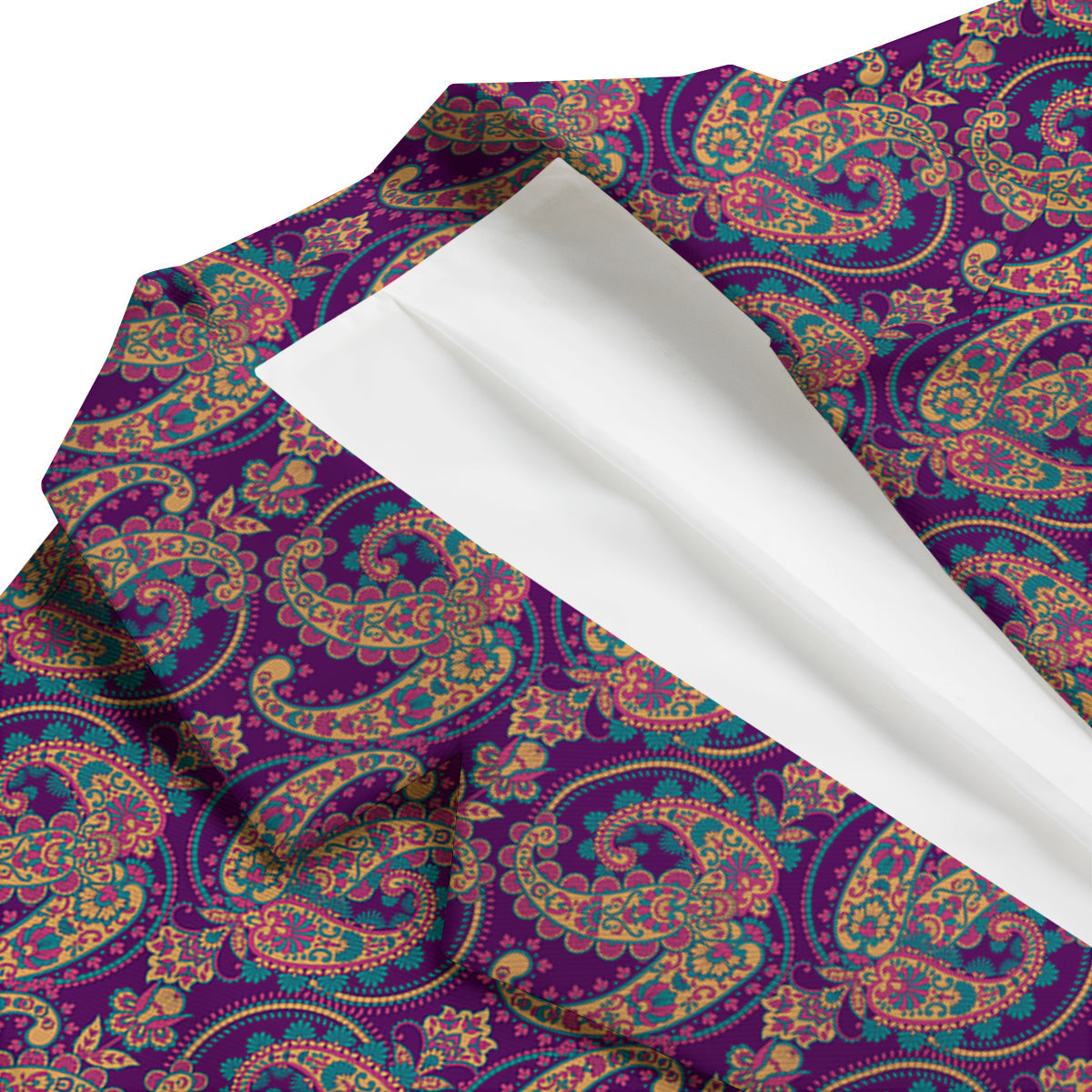 Purple Paisley Men's Blazer-grizzshop