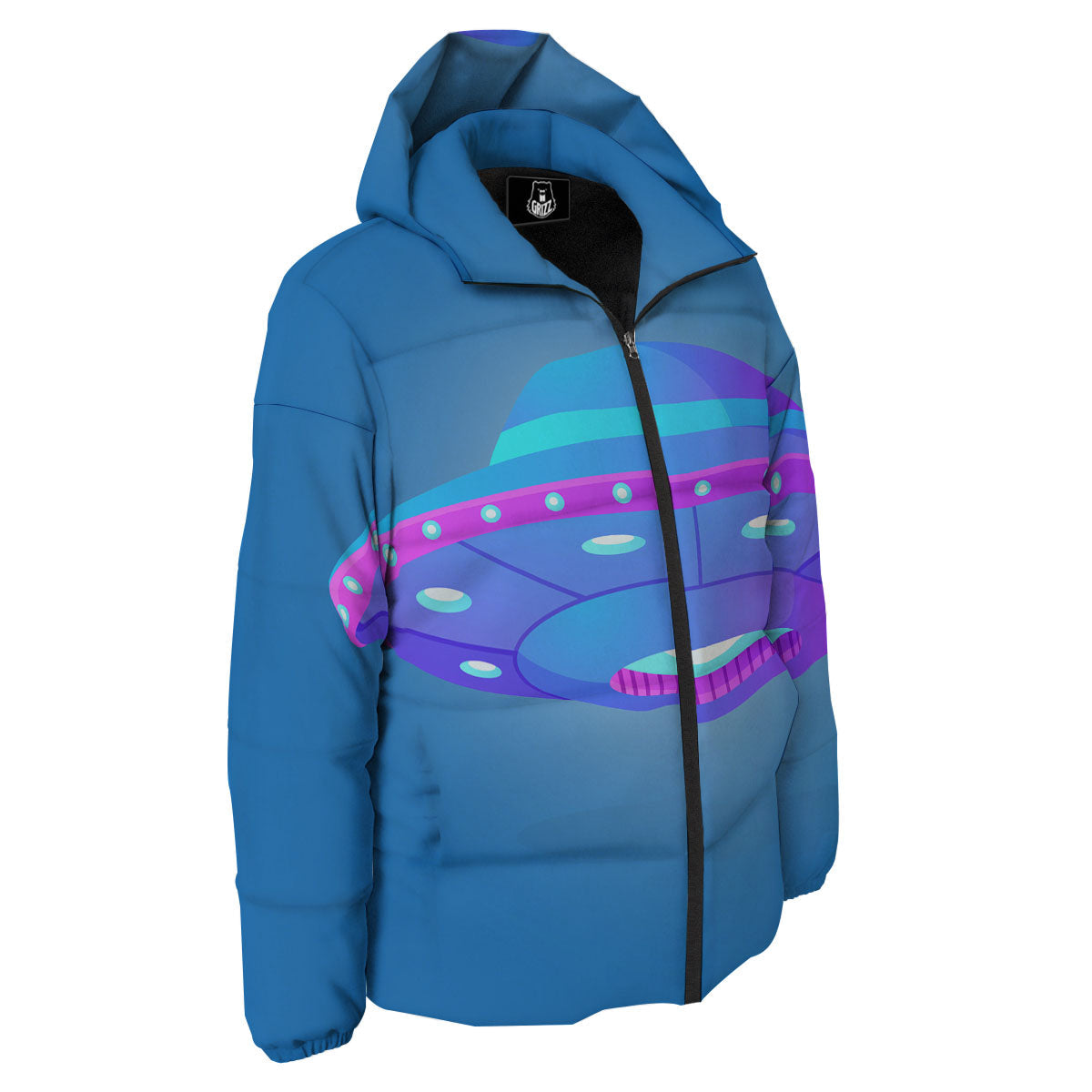Purple Pink UFO Print Down Jacket-grizzshop