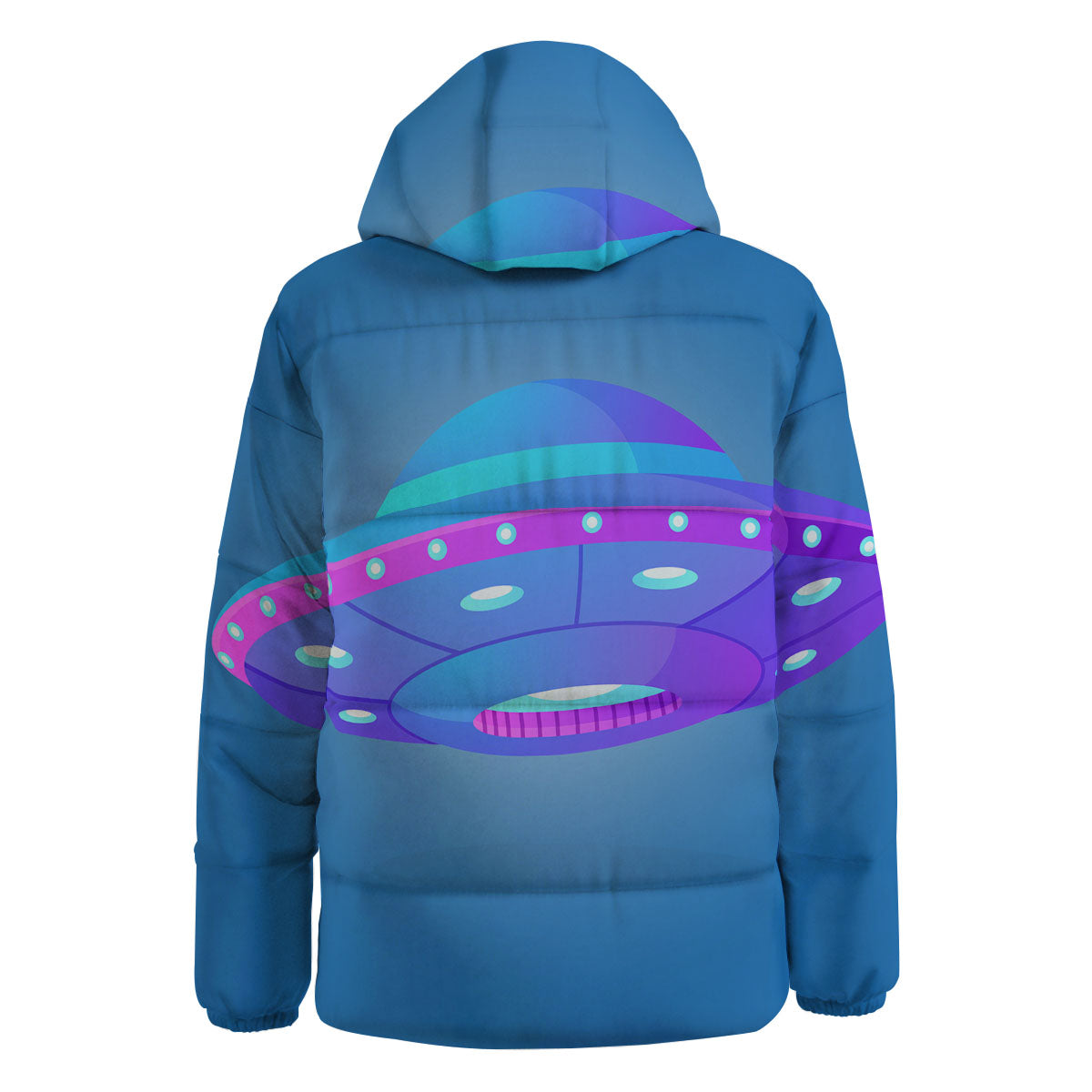 Purple Pink UFO Print Down Jacket-grizzshop