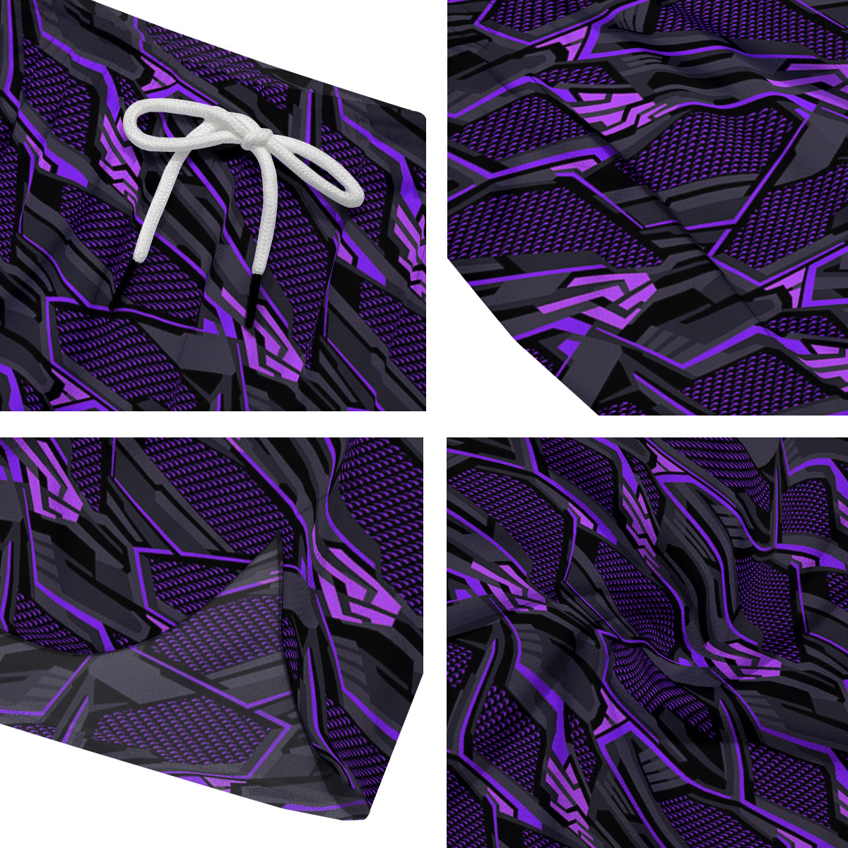 Purple Polygonal Shapes Print Men's Running Shorts-grizzshop
