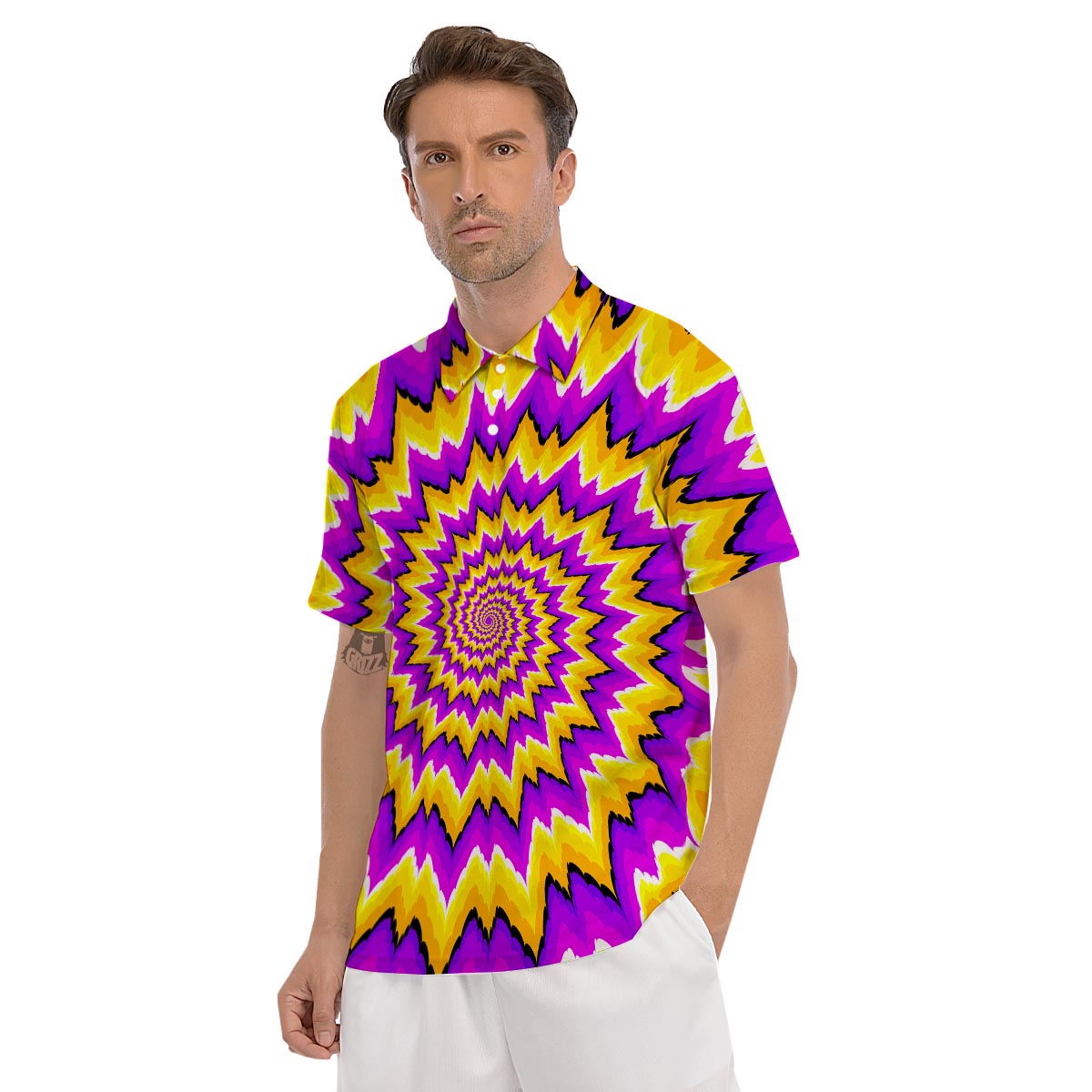 Purple Psychedelic Optical illusion Men's Golf Shirts-grizzshop