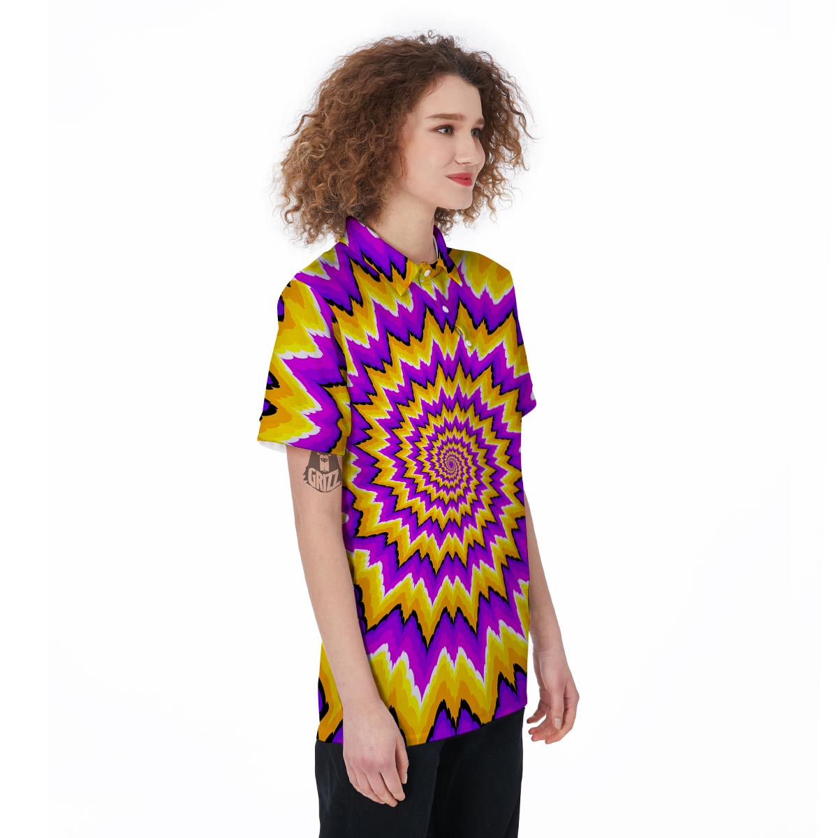 Purple Psychedelic Optical illusion Women's Golf Shirts-grizzshop