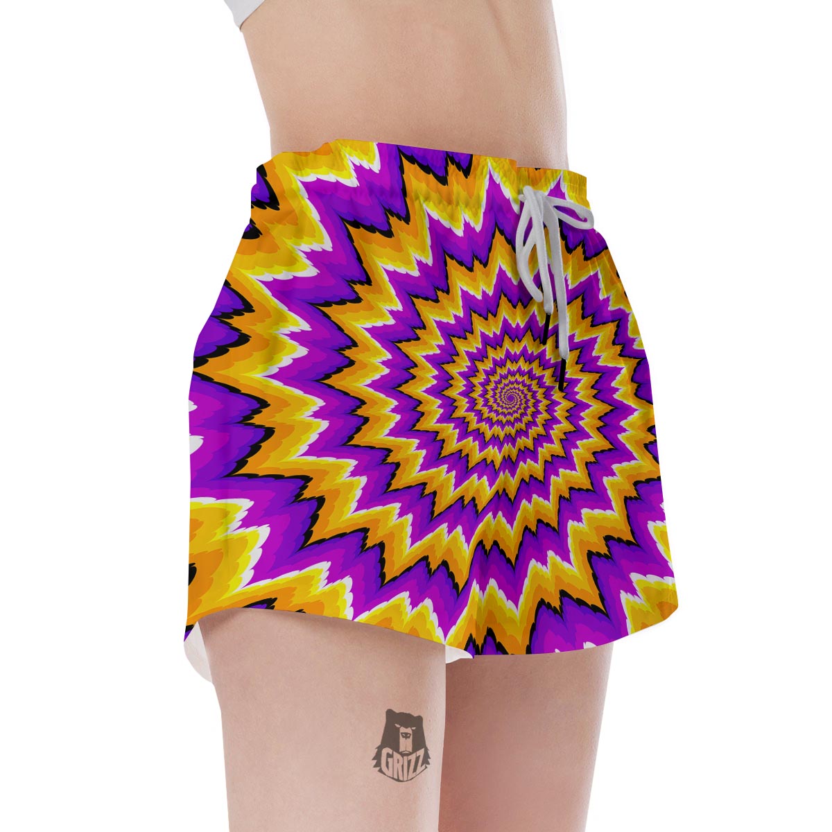 Purple Psychedelic Optical illusion Women's Shorts-grizzshop