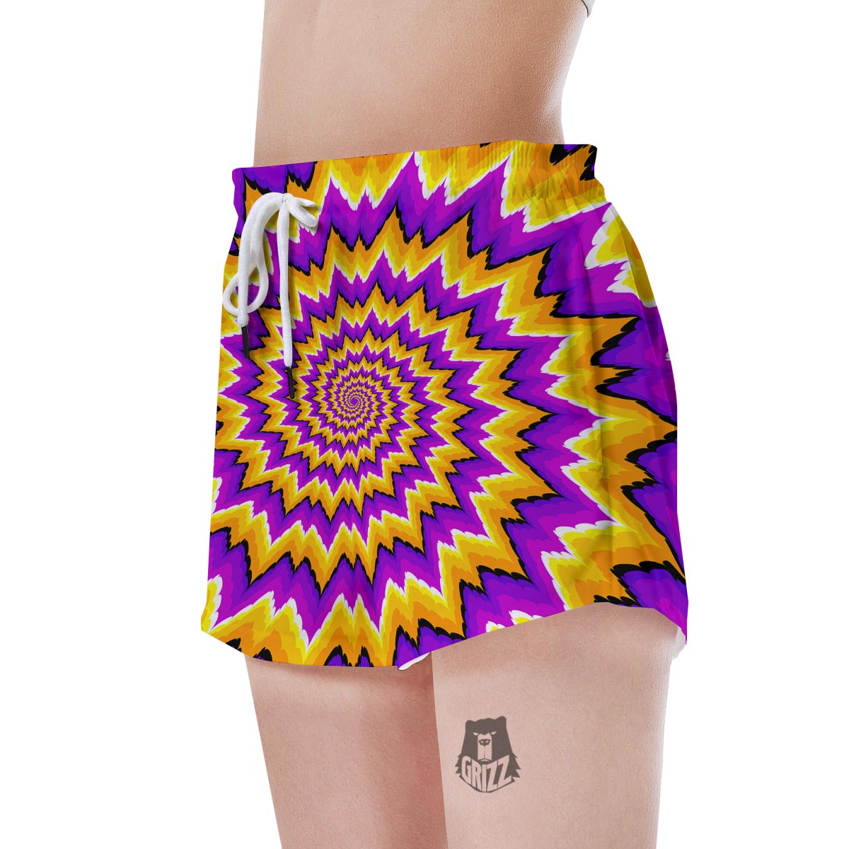Purple Psychedelic Optical illusion Women's Shorts-grizzshop
