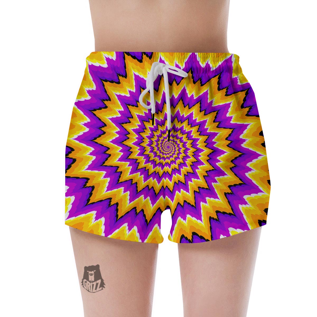 Purple Psychedelic Optical illusion Women's Shorts-grizzshop