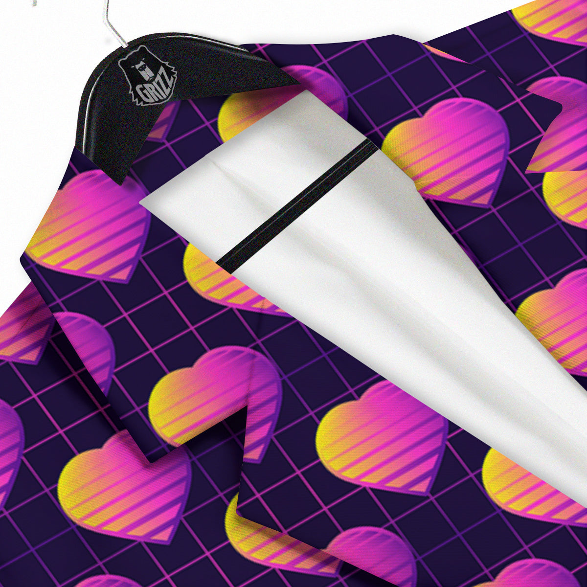 Purple Retro Heart Print Pattern Men's Sport Coat-grizzshop