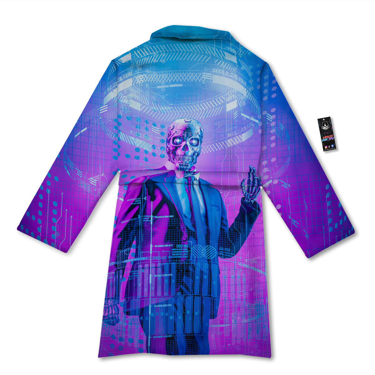 Purple Skeleton Cyber Print Bathrobe-grizzshop