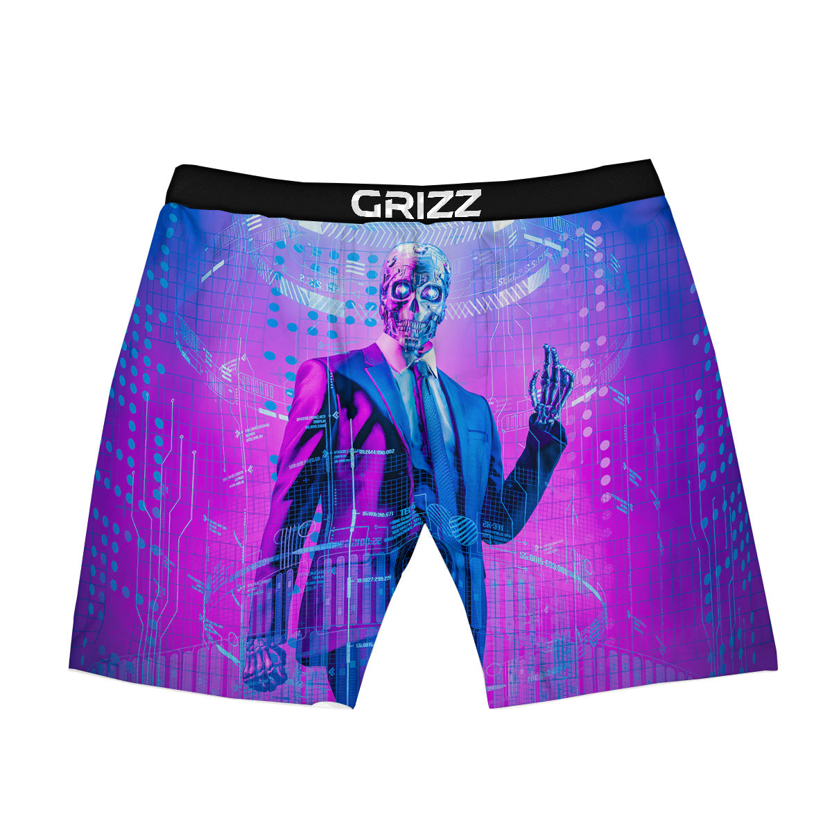 Purple Skeleton Cyber Print Boxer Briefs-grizzshop