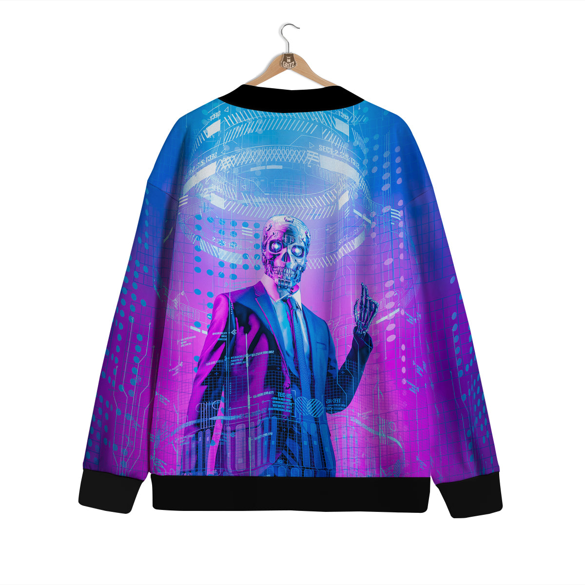 Purple Skeleton Cyber Print Cardigan-grizzshop