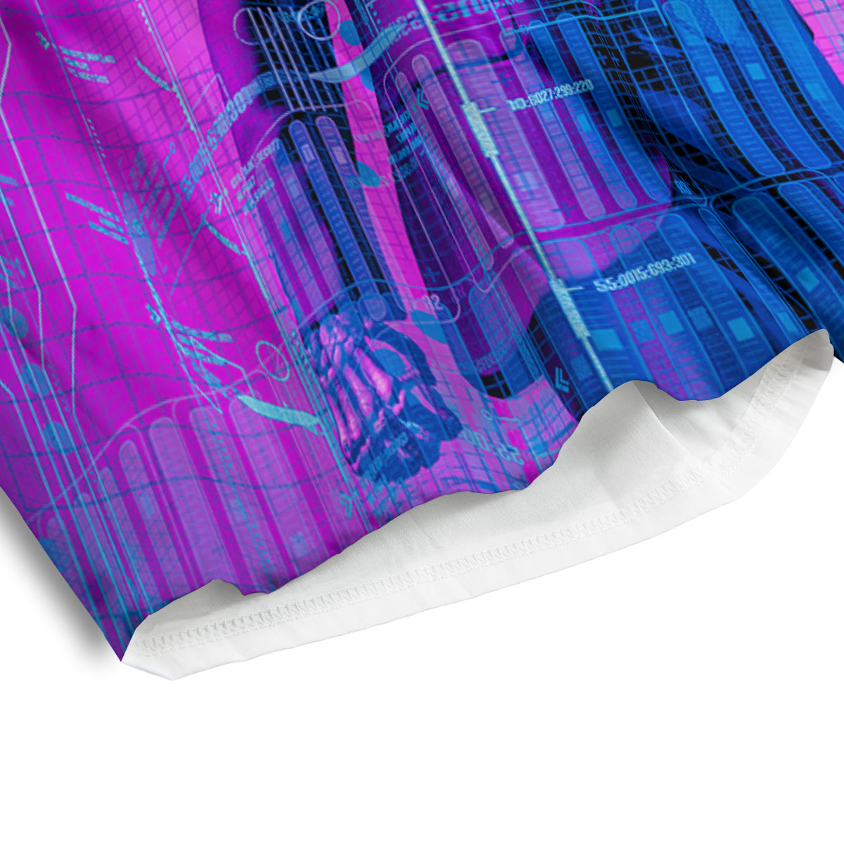 Purple Skeleton Cyber Print Men's Athletic Shorts