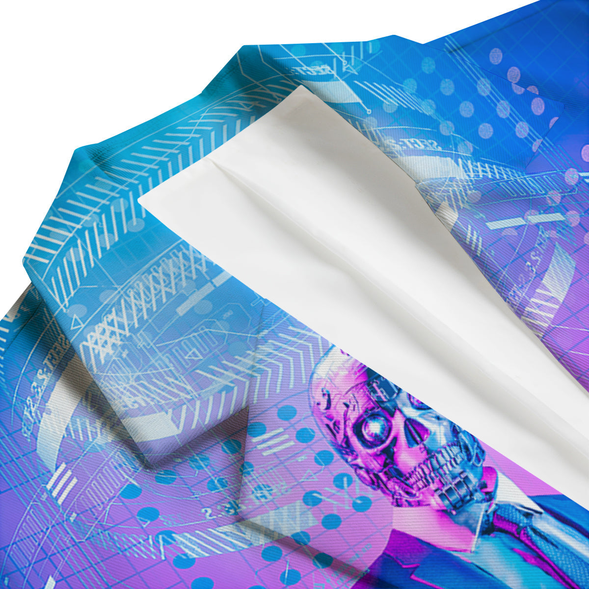 Purple Skeleton Cyber Print Men's Blazer-grizzshop